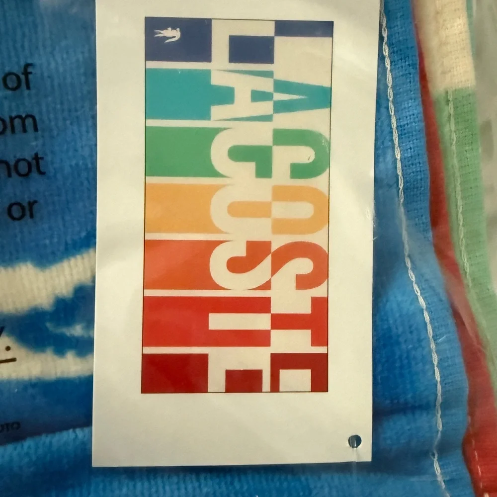 🆕 Lacoste Rainbow Logo Cotton Beach Towel 36